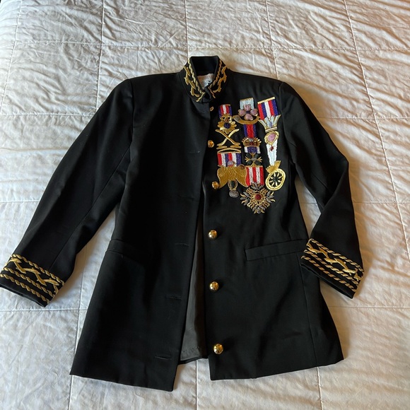 Vintage Adam Douglass Blazer Womens Jacket Embellished Military Patriotic Wool 8 - Picture 7 of 10
